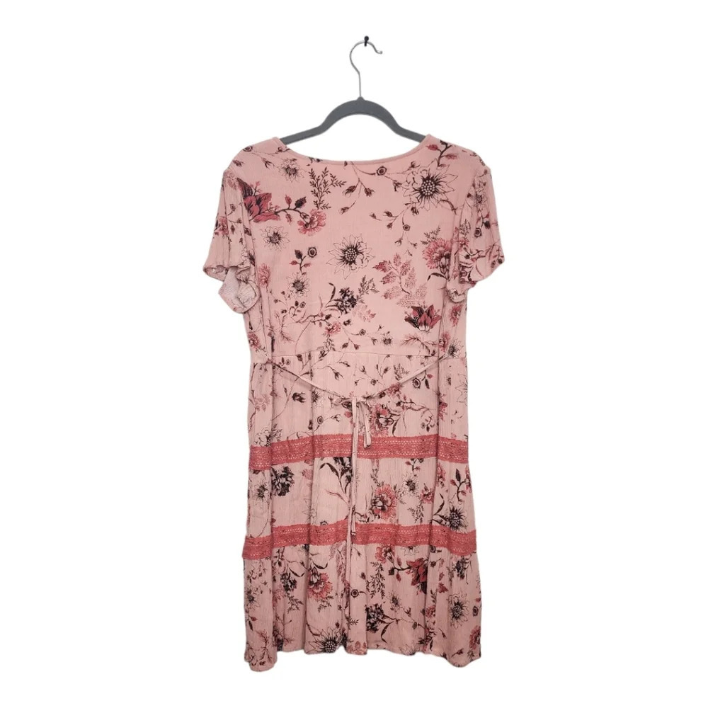 Maurices Pink Floral Lace Trim Baby doll Dress Size M - Picture 7 of 11